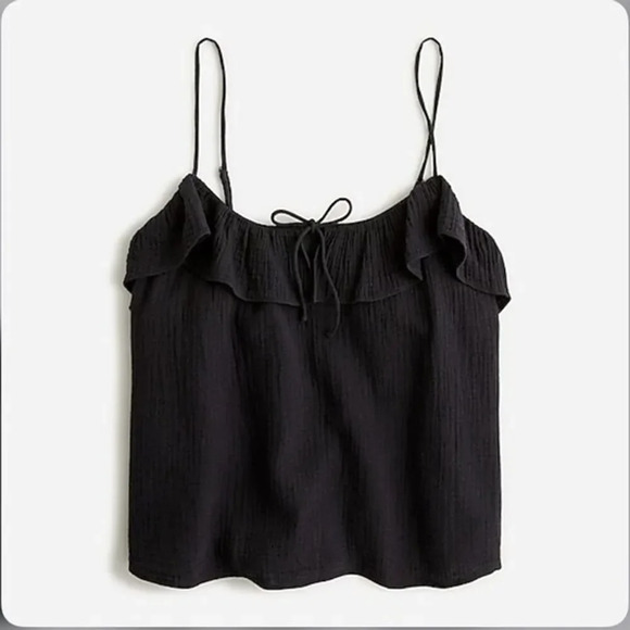 J. Crew Tops - J. Crew Women's Black Ruffle Gauze Camisole Tank Top Size Small